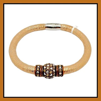 Brazalete con dije BRIGHTON ORO ROSA WOODSTOCK con cuentas de viaje de cristal y espaciadores nuevo con etiquetas Foto 1 de 3