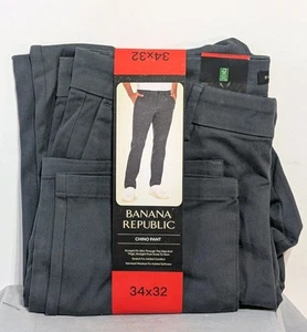 Banana Republic Men’s Chino Pants Gray Size 34x32 Straight Fit w Stretch - Picture 1 of 7