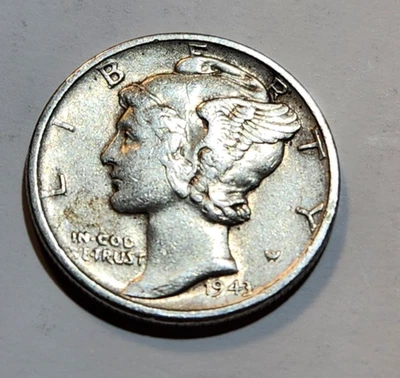 1943 Mercury Dime 10c 90% Silver (MD5) - Image 1 of 2