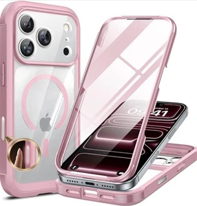 Miracase iPhone 17 Pro Max Hülle, Full Body Case, mit integriertem Displayschutz Pink - Bild 1 von 12