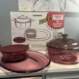 Vision Corning Ware Pyrex 5 Piece Cook N Serve Set Cranberry - Picture 1 of 10