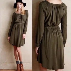 Anthropologie Holding Horses Sz 2 Olive Green Ocala Shirt Dress LS - Picture 1 of 9