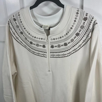 Sudadera para mujer Blair Cream Fair Isle copo de nieve media cremallera 3XL Foto 1 de 4