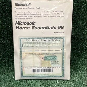 Microsoft Home Essentials 98 Media CD-ROM, Guide & Product Certificate - Sealed! - Picture 1 of 9