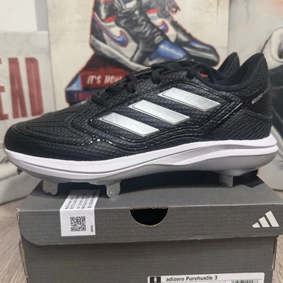 New In Box Adidas Women's PureHustle 3 Metal Softball Cleats Black Sizes 7-9.5 - Image 1 of 4