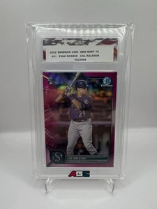 2022 Bowman Chrome #51 Cal Raleigh Rookie RC Refractor /299 Mariners AGC 10 Gem - Picture 1 of 2