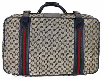 Auténtica Maleta GUCCI Web GG Monograma Lona Equipaje De Colección Italia Unisex Foto 1 de 4