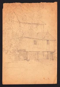 Dessin original 1913 au crayon ETUDE DE MAISON DE MAITRE - Imagen 1 de 1