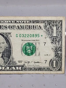 1 Dollar Star Note Serial G 03220895* 2009 Series $1 Bill Chicago, US Money - Picture 1 of 6