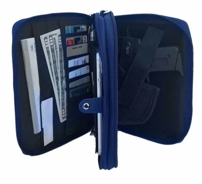 Cuaderno organizador de ocultación de pistola oculta de cuero negro  Foto 1 de 4