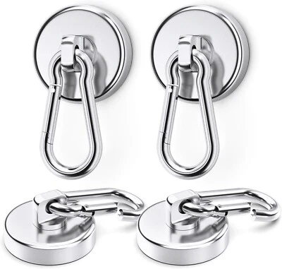 Mosquetón Ganchos Magnéticos 100lbs Paquete de 4 Ganchos Magnéticos Fuertes Resistente con Giro Foto 1 de 4