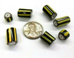 7 IMPRESIONANTE Chaqueta Amarilla Chevron African Trade Beads Murano J2 E - Imagen 1 de 1