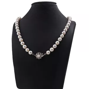 Brillant Perlen Collier 585 Gold 14 Kt Weißgold Damen Edelstein Wert 1490,- - Bild 1 von 7