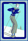 (350) Vintage &quot;Ski-ing Lady&quot;  Art Deco De La Rue Single Card c.1925/35