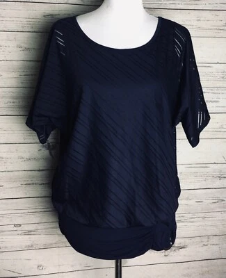 Top New Directions para mujer azul marino superpuesto cuello redondo junta tórica cintura talla M Foto 1 de 4