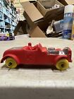 4” Antique Auburn Rubber Race Car 3 Hot Rod With Driver Toy