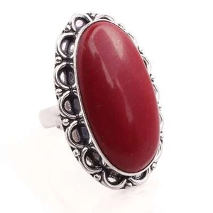 Koralle Edelstein Versilbert Handmade Verstellbarer Ring Schmuck Geschenk R-960 - Bild 1 von 3