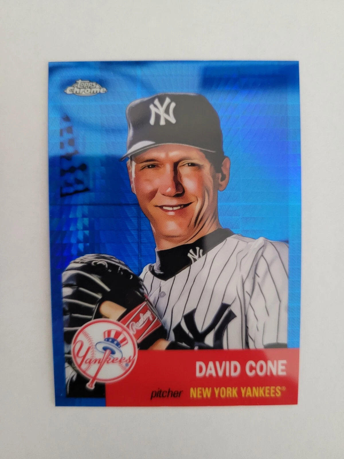 Topps 2022 Chrome Platinum Anniversary David Cone Yankees Blue Prism Refractor