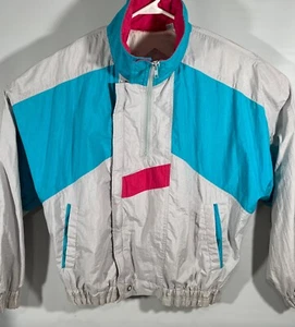 Vintage Members Only 80's Neon Color Block Windbreaker 100% Nylon Jacket L - Picture 1 of 9