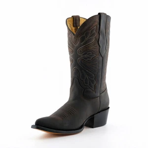 Grinders Women Dallas Brown Real Leather Boot Cowboy Western Mid Calf Toe Boots - Picture 1 of 7