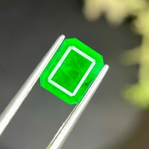 Emerald A 1.70 Carat Perfect Emerald Cut Vivid Green Transparent Emerald Gem - Picture 1 of 2