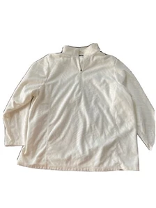 Lands End Women's Sz 2X (20W-22W) 1/4 Zip L/S Light Fleece Pullover Top Ivory - Picture 1 of 5