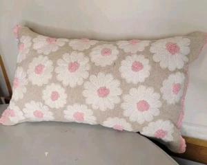 Artistic Accents Boho Embroidered Flower Throw Pillow Pink And Cream- Zippered - Picture 1 of 8