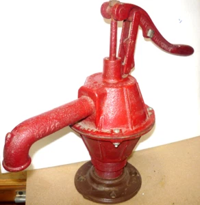 VTG  Bishman 700 Red  Cast Iron Farm Kitchen Well Water Hand Pump Garden Decor - Picture 1 of 22