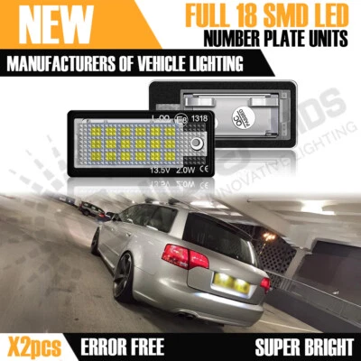 2x White AUDI NUMBER PLATE 18 LED UNITS FOR A4 B7 Saloon Estate Cabriolet UK - Image 1 of 4