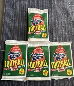 1990 Fleer Football (4) factory sealed pks POSS RC T.AIKMAN,B.SANDERS,D.SANDERS - Picture 1 of 1