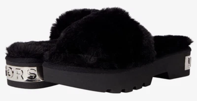 Michael Kors Alfie Slide Open Toe Platform Slip-on Mules Sandals Black Fur Sz 10 - Image 1 of 4