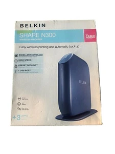 Belkin Wireless Printing Router Share N300 Backup Boxed Power Adapter Bundle - Bild 1 von 12