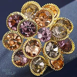 Women Crystal Flower Brooches Rhinestone Brooch Pin Wedding Party Jewelry Gifts - Picture 1 of 4