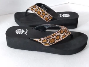 Yellow Box Leopard Surrey Damen-Flip-Flops Strass Glitzer Sandalen 8 NEU - Bild 1 von 10