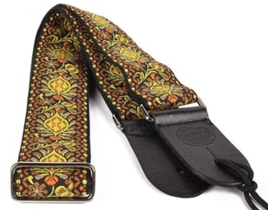 Gaucho Gitarrengurt mehrfarbig Blume 2" breit Hendrix-Stil Jacquardgewebe - Bild 1 von 3