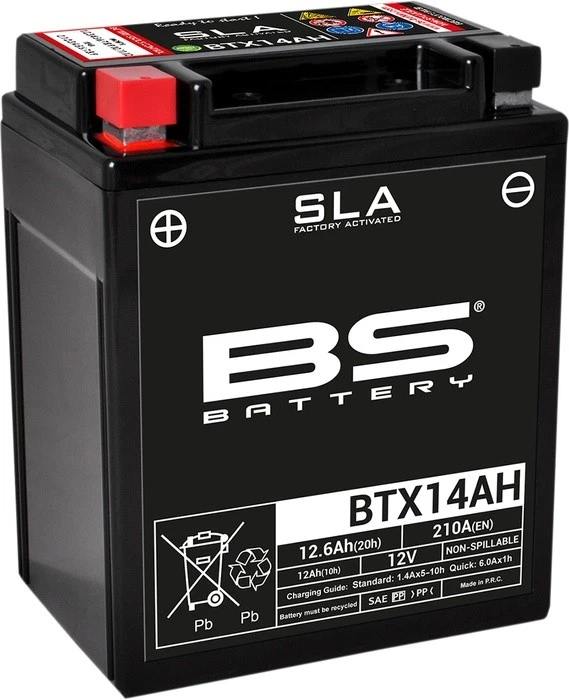 BS Battery SLA Factory Activated Maintenance Free Battery BTX14AH Victory Octane Foto 1 de 1