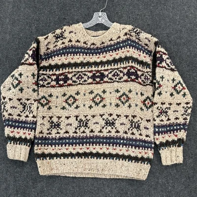 Vintage Woolrich Sweater Mens Large Beige Multicolor Fair Isle Knit Pullover 90s - Image 1 of 4