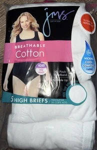 Just My Size ~ Women's High Brief Underwear Panties 5-Pair Cotton White ~ 14 - Picture 1 of 3