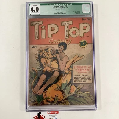1939 TIP TOP COMICS #37 CGC 4.0 UNITED FEATURES SYNDICATE TARZAN COVER CHIC STON - Image 1 of 4