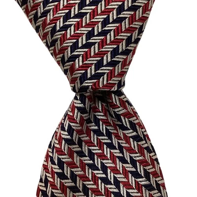 BROOKS BROTHERS Makers & Merchants 真丝领带设计师 HERRINGBONE 红色/灰色 二手状况完好 — 第 1/3 张图片