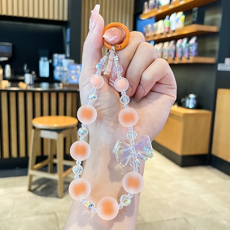 Correa de muñeca colorida con cuentas - Cristal Kawaii teléfono llavero accesorios Foto 1 de 4
