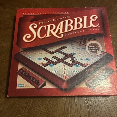 Scrabble Deluxe Edition Turntable Board Game Wood Tiles 2001 100% Complete VGC - Image 1 of 4