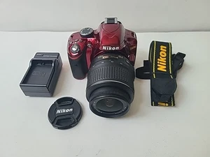 Nikon D3200 Red 24.2MP Digital SLR Camera AF-S 18-55mm f/3.5-5.6 G VR Hd Video - Picture 1 of 19