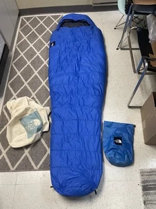 The North Face Sleeping Bag Mummy Roughly 88” Long Blue Black Puffer Insulated - Picture 1 of 8
