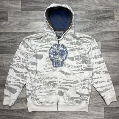 Sudadera con Capucha Vintage Sapphire Lounge Cremallera Completa Para Hombre XXL Tribal Calavera AOP Grunge Skate Foto 1 de 4