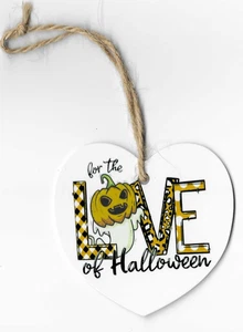 Halloween Pumpkin Ghost Decoration Metal Hanging Decoration Heart Shape - Picture 1 of 2