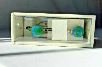 NIB Pottery Barn Kids Striped Green/Blue Hook in Brushed Nickel Finish - Image 1 of 3