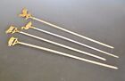 Turkart Skewers Stainless Steel And Brass Top Pig Rooster Duck And Cow Set Of 4
