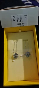 Swarovski Dextera Drop Earrings Long, Blue, Rhodium Plated - Picture 1 of 3