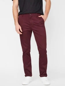 Guess Men’s Silvestre Sateen Pants Slim Straight In Red Size 31 - Picture 1 of 12